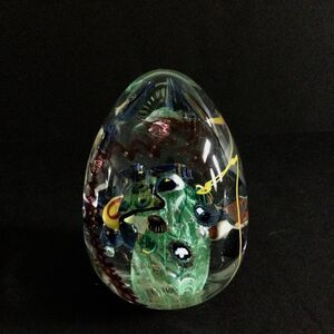 Vintage Art Deco Mid Century Art Abstract Egg Shape Large Paperweight Stamped